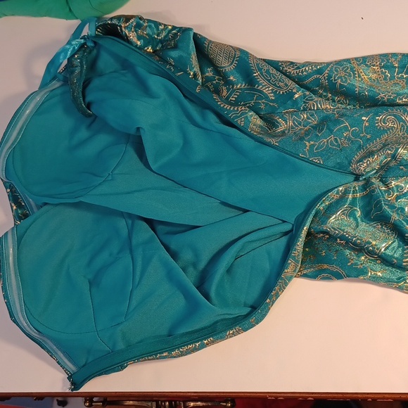 NEW Ssleeveless short dress gold and green 5407 - Picture 4 of 8